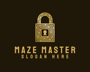 Gold Maze Padlock logo design