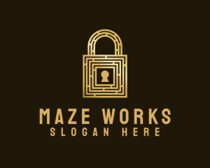 Gold Maze Padlock logo design