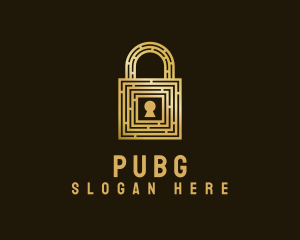 Lock - Gold Maze Padlock logo design