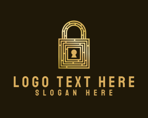 Gold Maze Padlock Logo