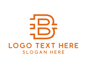 Bitcoin - Orange B Outline logo design