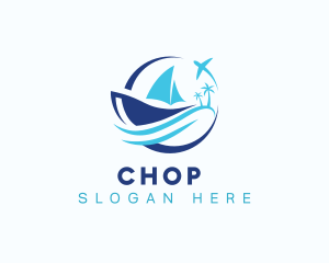 Island - Airplane Boat Transportation logo design
