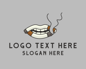 Addiction - Cigarette Lips Smoke logo design