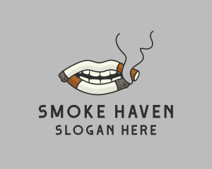Smoke - Cigarette Lips Smoke logo design