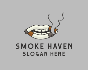 Smoking - Cigarette Lips Smoke logo design