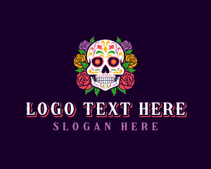 Day Of The Dead - Mexican Flower Skull logo design
