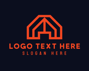 Orange Geometric Letter A Logo