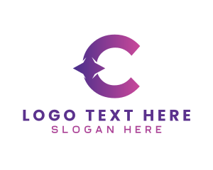 Typography - Modern Star Letter C logo design