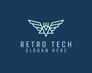 Tech Winged Robot logo design