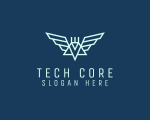 Tech Winged Robot logo design