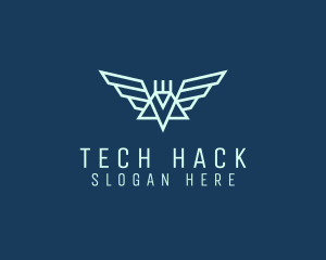 Tech Winged Robot logo design