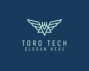 Tech Winged Robot logo design