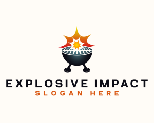 Grill Bomb Explode logo design