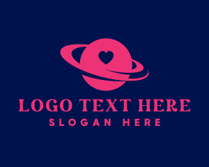 Love - Pink Orbit Planet logo design