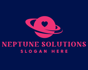 Neptune - Pink Orbit Planet logo design