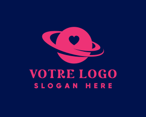 Space - Pink Orbit Planet logo design