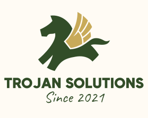 Trojan - Mythical Winged Horse logo design