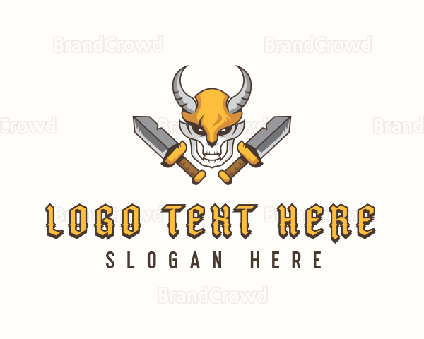 Warrior Skull Sword Logo