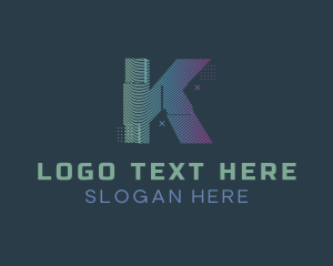 Pubg - Modern Glitch Letter K logo design