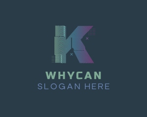 Stream - Modern Glitch Letter K logo design