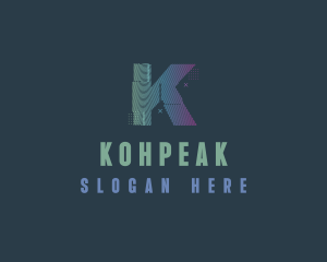 Modern Glitch Letter K logo design