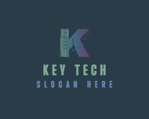 Modern Glitch Letter K logo design