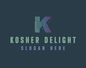 Modern Glitch Letter K logo design