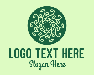 Fancy - Leaf Vine Pattern Circle logo design