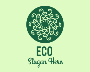 Farm - Leaf Vine Pattern Circle logo design