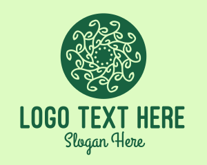 Intricate - Leaf Vine Pattern Circle logo design
