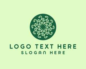 Eco Friendly - Leaf Vine Pattern Circle logo design