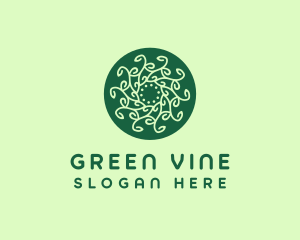 Leaf Vine Pattern Circle logo design