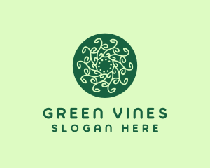 Leaf Vine Pattern Circle logo design