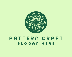 Leaf Vine Pattern Circle logo design