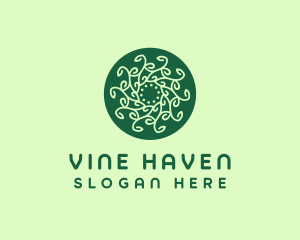 Leaf Vine Pattern Circle logo design