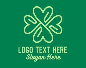 Four Leaf Clover - Green Heart Clover logo design