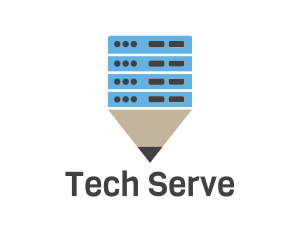 Server - Computer Server Pen Pencil logo design