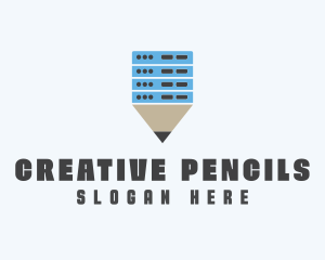 Computer Server Pen Pencil logo design