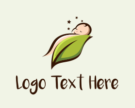Babysitter - Sleeping Baby Leaf logo design
