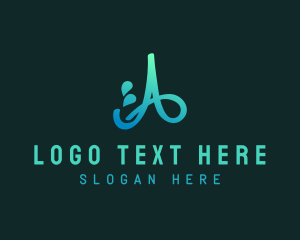 Surf - Water Splash Letter A logo design