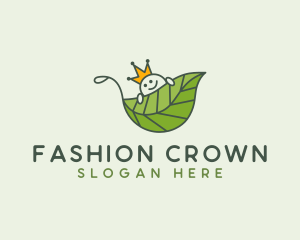 Cute Crown Leaf  logo design