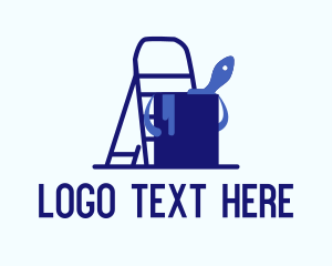 Paint Shop - Ladder Paint Bucket logo design