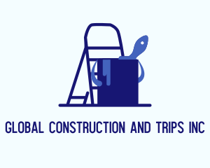 Home Renovation - Ladder Paint Bucket logo design