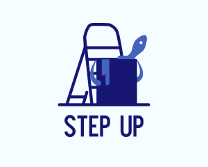 Stairs - Ladder Paint Bucket logo design