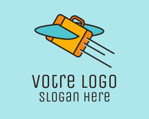 Vacation - Flying Briefcase Airplane logo design