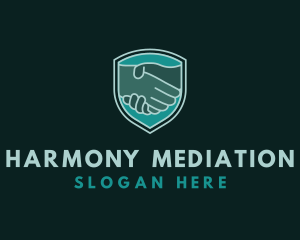 Mediation - Partner Handshake Shield logo design
