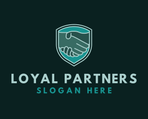 Partner Handshake Shield logo design