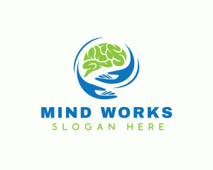 Brain Hand Psychologist logo design