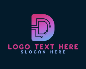 Cyberspace - Digital Network Letter D logo design