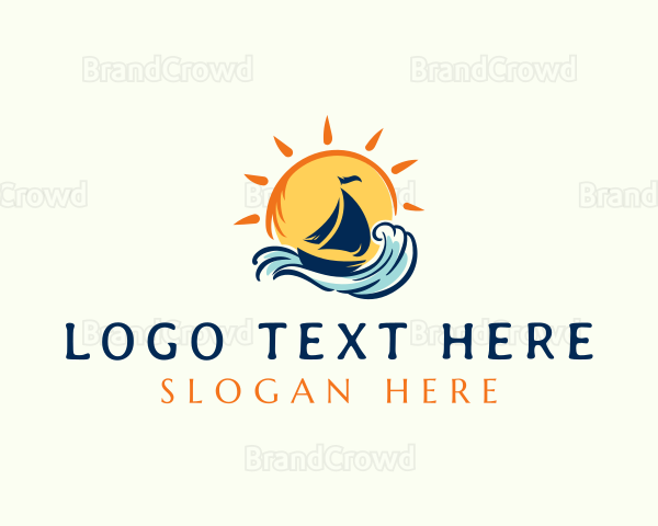 Ocean Boat Wave Logo